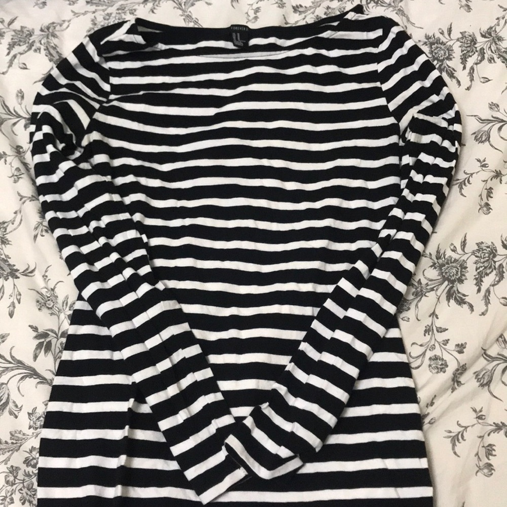 STRIPED FITTED LONG SLEEVE DRESS